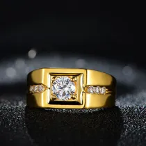 Silver Zircon Men Fashion Jewelry Inlaid Diamond Adjustable Size Women Ring
