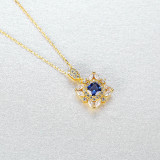 Sterling Silver Cushion Cut Sapphire Pendant Necklace