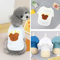 Pet Dog Cloth Poodle Pomeranian Bear and Apple Printed Shirt Cloth