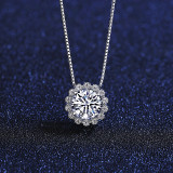 Sterling Silver Round Cut Moissanite Pendant Necklace