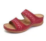 Women Wedge Sandal PU Leather Outdoor Muffin Thick Sole Slippers