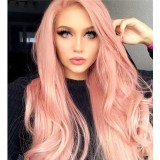 Women Synthetic Purple Or Pink Long Curly Wavy Wigs Middle Parting Curly Wig
