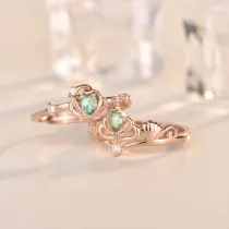 14K Rose Gold Pear Cut Vintage Emerald Rings