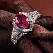 Zircon Red Fashion Jewelry Inlaid Diamond Adjustable Size Women Ring