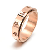 Silver Zircon Stars Fashion Jewelry Inlaid Diamond Rotation Women Ring