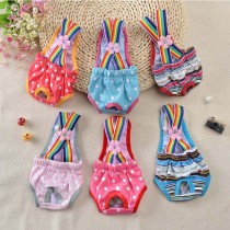 Pet Dog Sanitary Physiological Cute Rainbow Strap Puppy Underwear Diapers