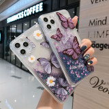 Printed Daisy Butterflies Quicksand Drop Proof Phone Case for iPhone13 12 11 Pro Max