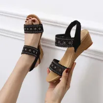 Women Hollow Out Strap Slingback Wedge Sandals