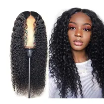 Women Synthetic Small Curly Long Hair Wig Middle Parting Wigs