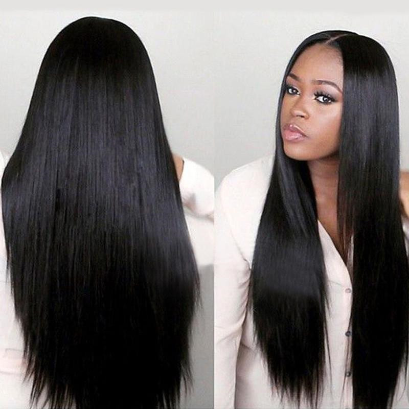 Women Synthetic Long Straight Natural Hair Wigs Rose Net Middle Parting Wig