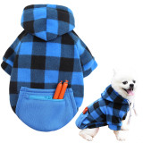 Pet Plaids Hoodie Sweatshirt Sweater for Dogs Pet Clothes with Hat and Pocket