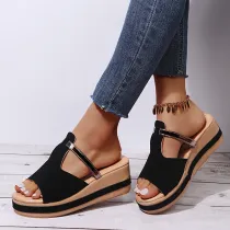 Women Fish Mouth Wedge Sandal Slipper