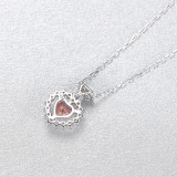 Sterling Silver Plating Heart Pave Diamond Hollow Out Pendant Necklace
