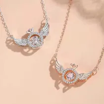 Angel Wings Beating Zircon Exquisite Crown Crystal Necklace