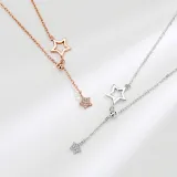 14K Rose Gold Stars Moissanite Diamonds Pendant Necklace