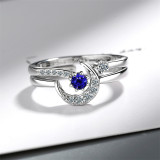 Silver Zircon Moon  Fashion Jewelry Inlaid Diamond Adjustable Size Women Ring