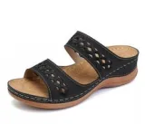 Women Wedge Sandal PU Leather Outdoor Muffin Thick Sole Slippers