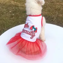 Pet Dog Cloth Little Beauty Bowknot Mesh Dress Puppy Cloth Suit
