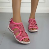 Women Open Toe Fish Mouth Cross Tie Hollow Out Velcro Sandals