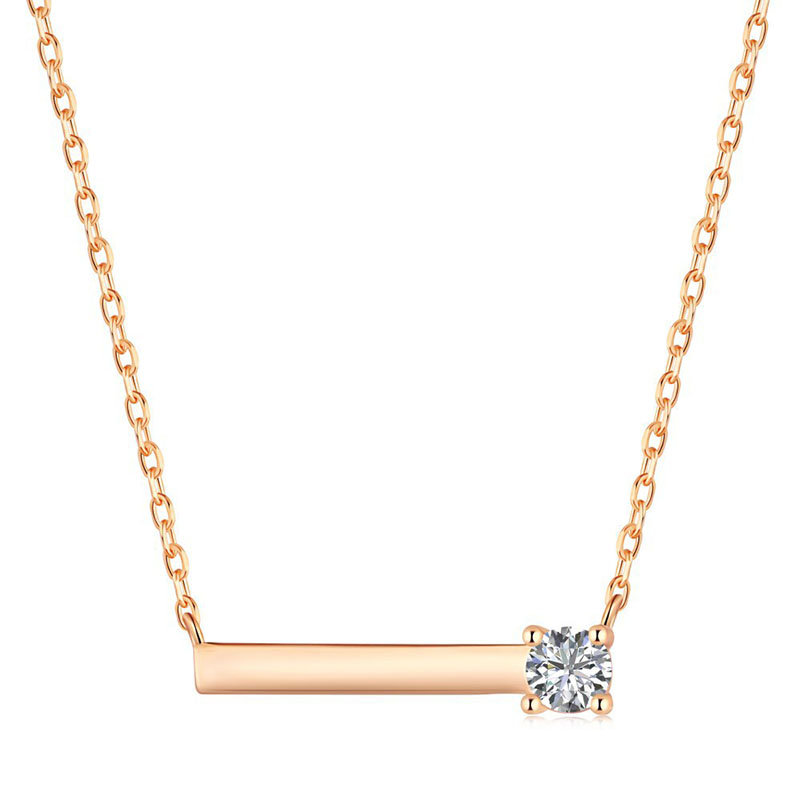 18K White Gold Solitaire Diamond Pendant Necklace Jewelry