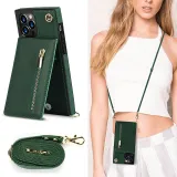 Zipper Leather Wallet Drop Proof Phone Case for iPhone13 12 11 Pro Max with Crossbody Lanyard