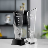 Blue Bottom Blade Style Crystal Trophy Optical Award