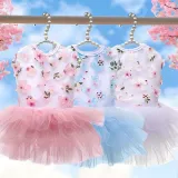 Pet Small Dog Poodle Sequin Mesh Laced Dress Puppy Cloth