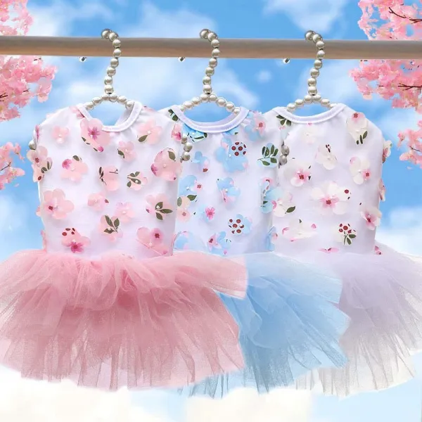 Pet Small Dog Poodle Sequin Mesh Laced Dress Puppy Cloth