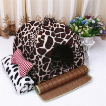 4PCS Yurt Leopard Print Nest Tent Warm Dog House Pet House