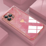 Electroplated Marbling Love Heart Drop Proof Phone Case for iPhone13 12 11 Pro Max