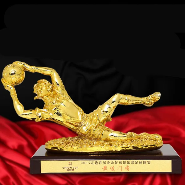 Football Goalkeepers Custom Resin Goalkeepers Golden Glove Trophy Electroplated Golden Boot Trophy