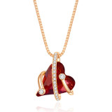 18K Rose Gold Colourful Heart Gemstone Pendant Necklace