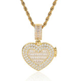 Diy Photo 14K Yellow Gold Heart Shaped Pave Diamond Pendant Necklace