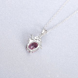 Sterling Silver Round Cut Gemstone Pendant Necklace