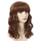 Women Synthetic Short Dye Wavy Hair Wigs Middle Parting Curly Wig