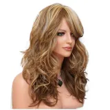 Women Synthetic Fluffy Wavy Curls Hair Wigs Multicolor Medium Curly Hair Wig