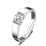 Couples Silver Zircon Get Married Fashion Jewelry Inlaid Diamond Adjustable Size Women Ring