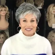 Women Silver Grey Short Roll Wig
