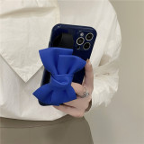 Blue Drop Proof Phone Case for iPhone13 12 11 Pro Max with Blue Bowknot Wristband