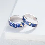 Couples Starry Sky Fashion Jewelry Inlaid Diamond Adjustable Size Women Ring