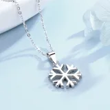 Sterling Silver Snowflake Pave Diamond Pendant Necklace