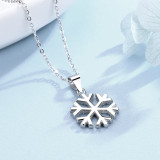 Sterling Silver Snowflake Pave Diamond Pendant Necklace