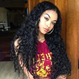 Women Wavy Synthetic Wig High Temperature Silk Deep Middle Long Small Curly Hair Wigs