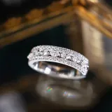 Gold Half Circle Full Of Drill Zircon Fashion Jewelry Hollow Inlaid Diamond Women Ring