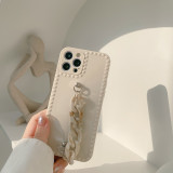 Apricot White Marble Chain Phone Case for iphone13 12 11 Pro Max