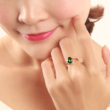 Green Zircon Fashion Jewelry Inlaid Diamond Adjustable Size Women Ring