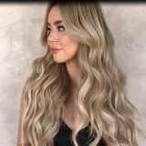 Women Synthetic Long Gradient Golden Wigs Wavy With Middle Parting Curly Wig