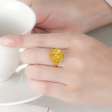 Golden Zircon Flowers Fashion Jewelry Inlaid Diamond Adjustable Size Women Ring