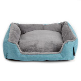 Pure Color Rectangle Flannel Warm Dog Bed Pet Kennel