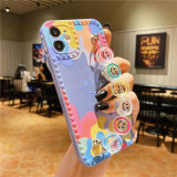 Printed Smile 3D Heart Frame Drop Proof Phone Case for iPhone13 12 11 Pro Max with Smiling Face Wristband